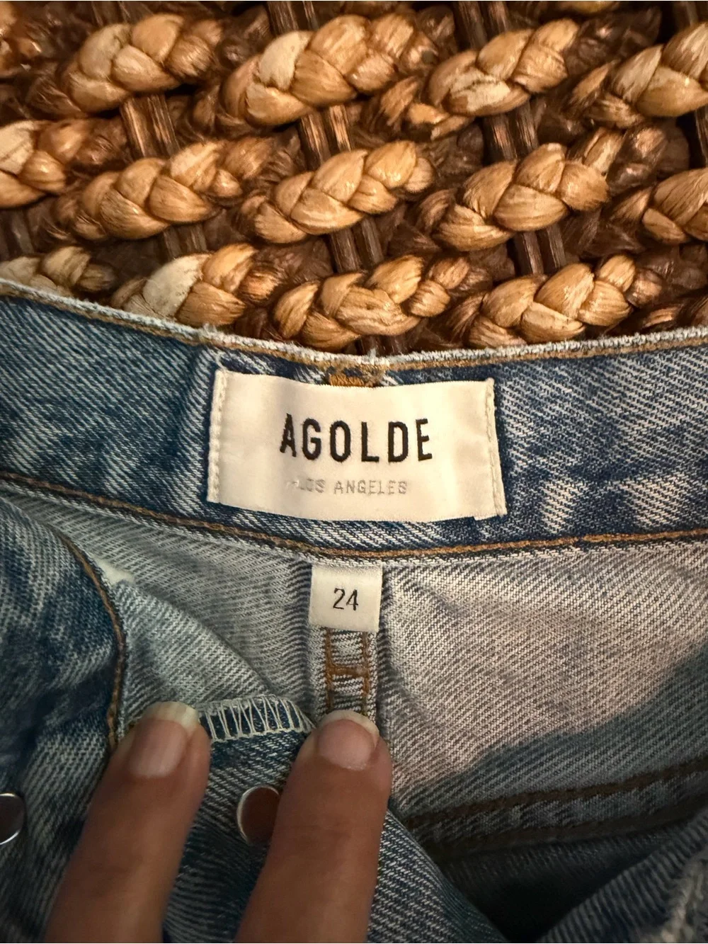 AGOLDE Stella Classic Light Wash Denim Bermuda Shorts - Blue
